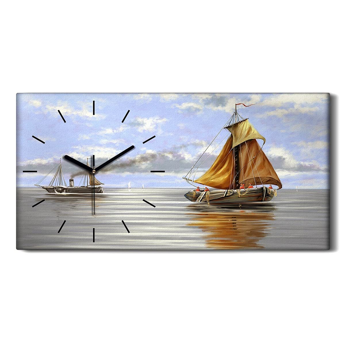 Horloge sur toile grand format pour décoration salon et chambre paysage marin