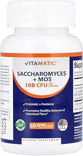 Vitamatic Saccharomyces Boulardii Probiotic 10B per Serving + Yeast Extract (MOS Yeast Fraction) 300 mg - 60 DR Capsules - Made in The USA