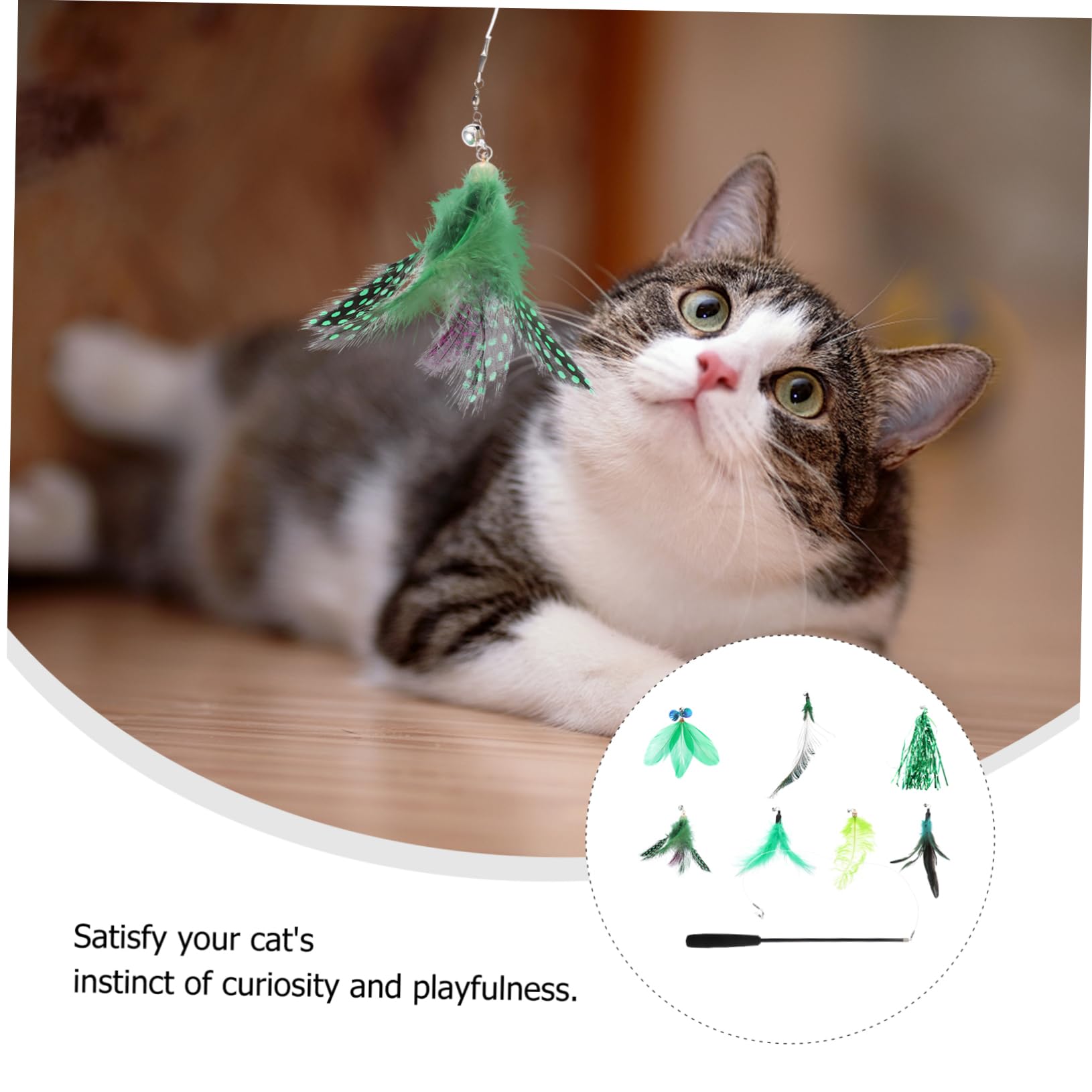 Beavorty 24stücke Teiliges Katzenspielzeug-Set Mit Teaser Und Austauschbaren Köpfen Interaktives Spielzeug Für Katzen Bewegung Und Spielvergnügen Geeignet Für Neugierige Katzen