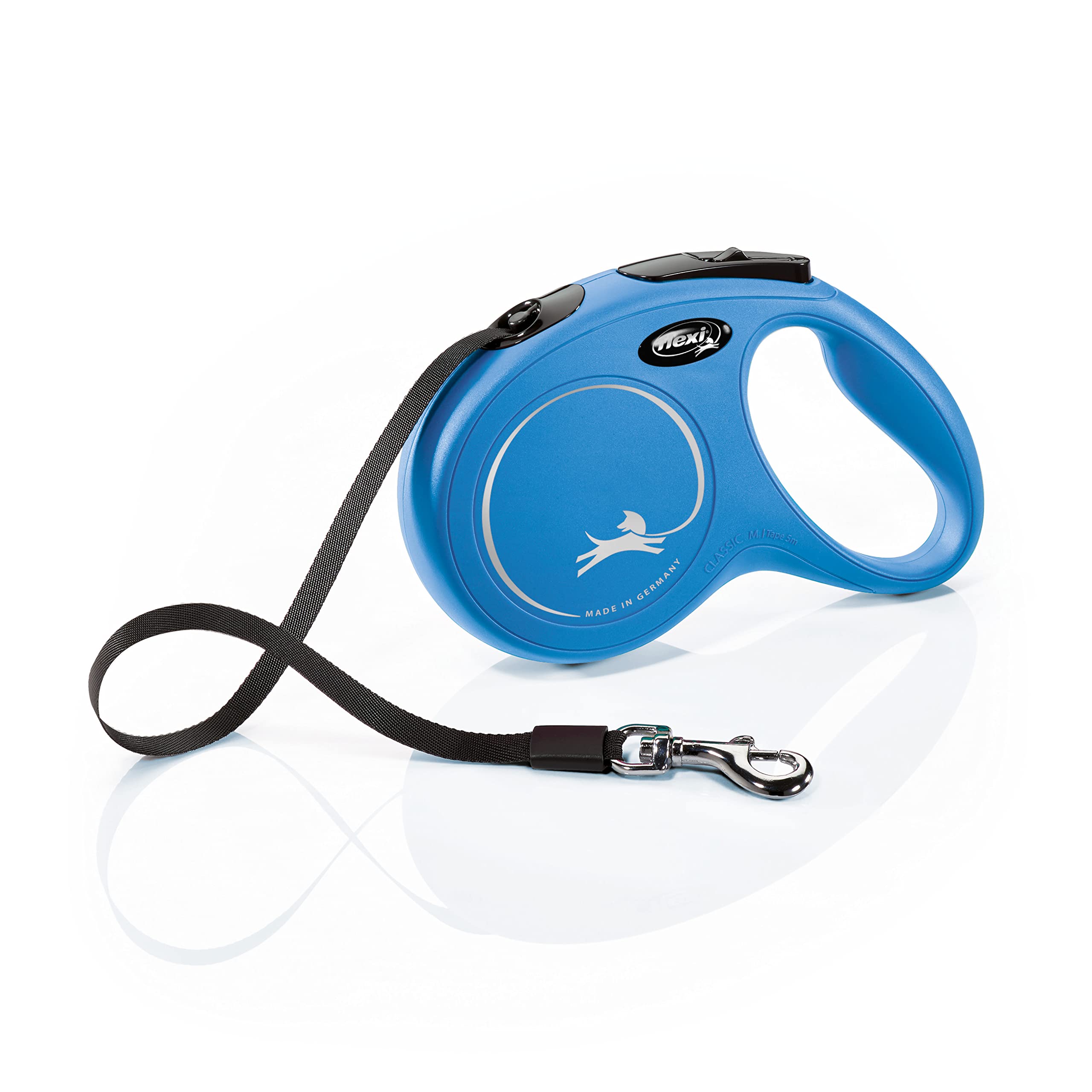 flexi Classic M Tape 5 m blue, retractable leash for dogs up to 25 kg