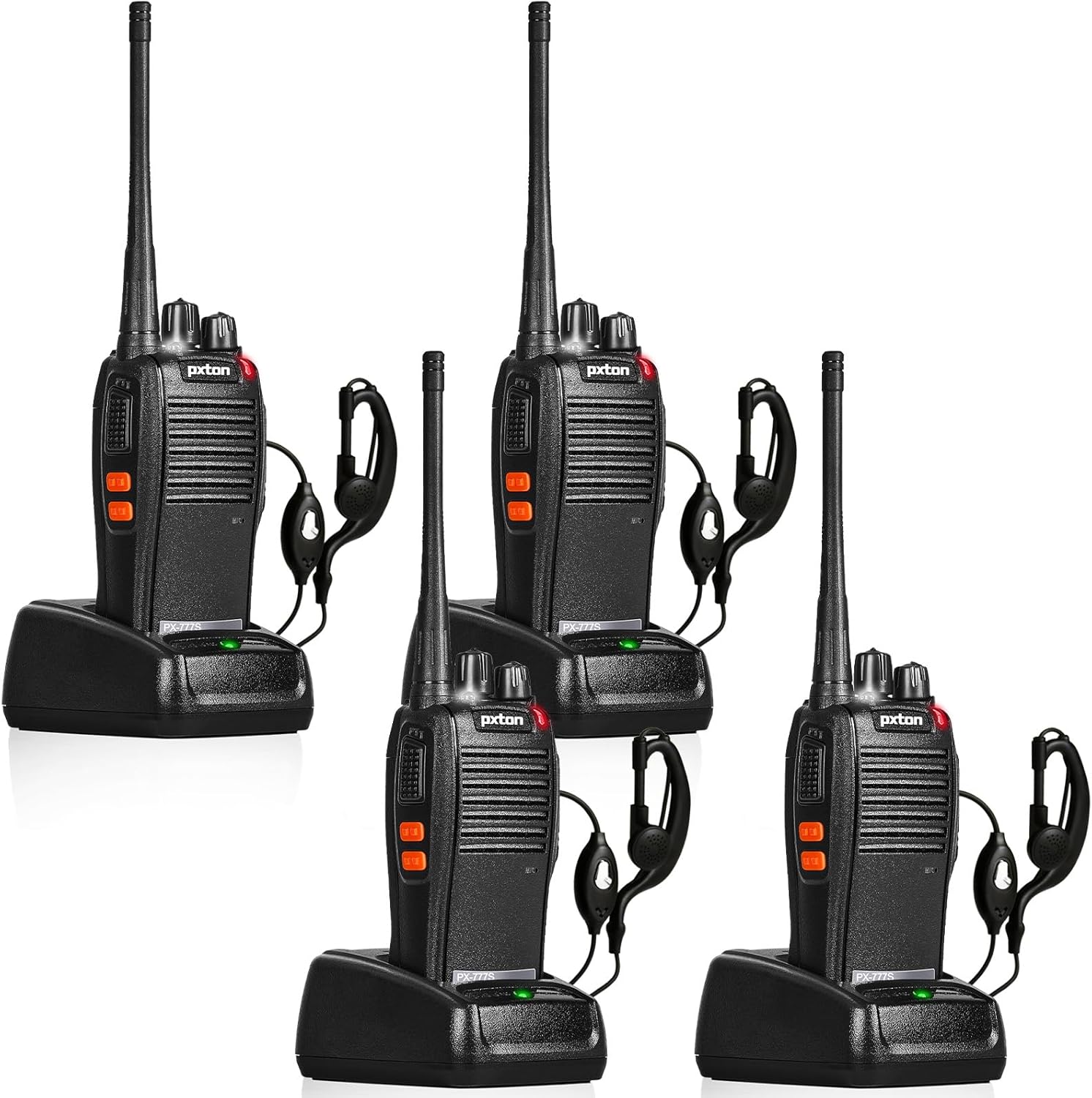 777S walkie talkies Long Range for Adults Rechargeable with Earpieces and Li-ion Battery,Two Way radios has VOX/TOT/Emergency Alarm/Battery Low Alert/Flashlight/Scan Function（4 Pack）