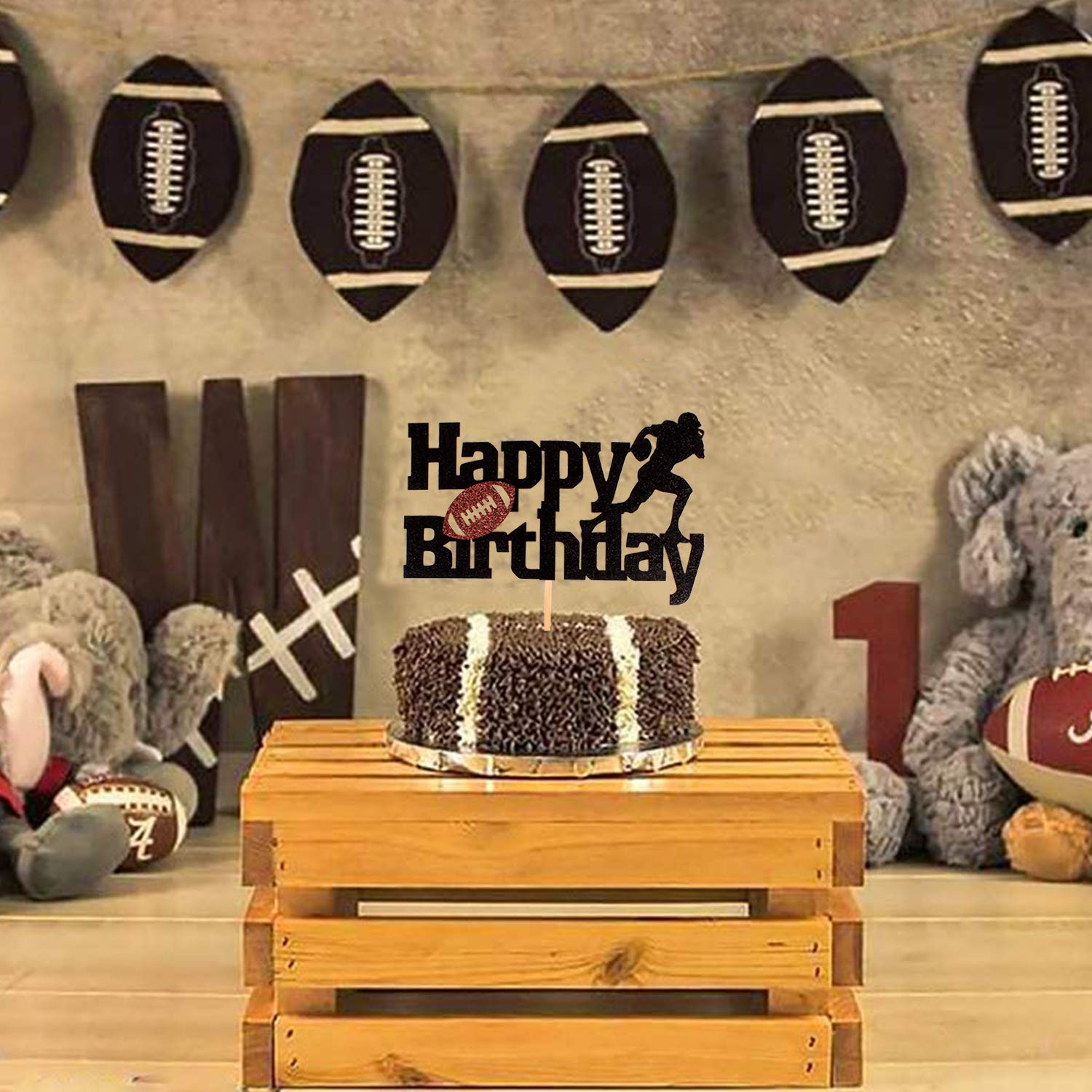 Happy Birthday Cake Topper Fußball & Rugby – Sport-Kuchenaufsatz Mit Trophäe, Fertig Montiert, Für Jungen & Mädchen