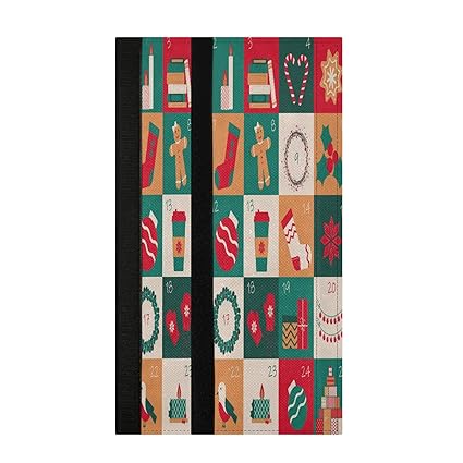 KLL December Advent Calendar 2 Pcs Refrigerator Door Handle Covers Christmas Ornament Dishwashers Grill Microwave Cabinet Door Cloth Protect Kitchen Appliance Clean