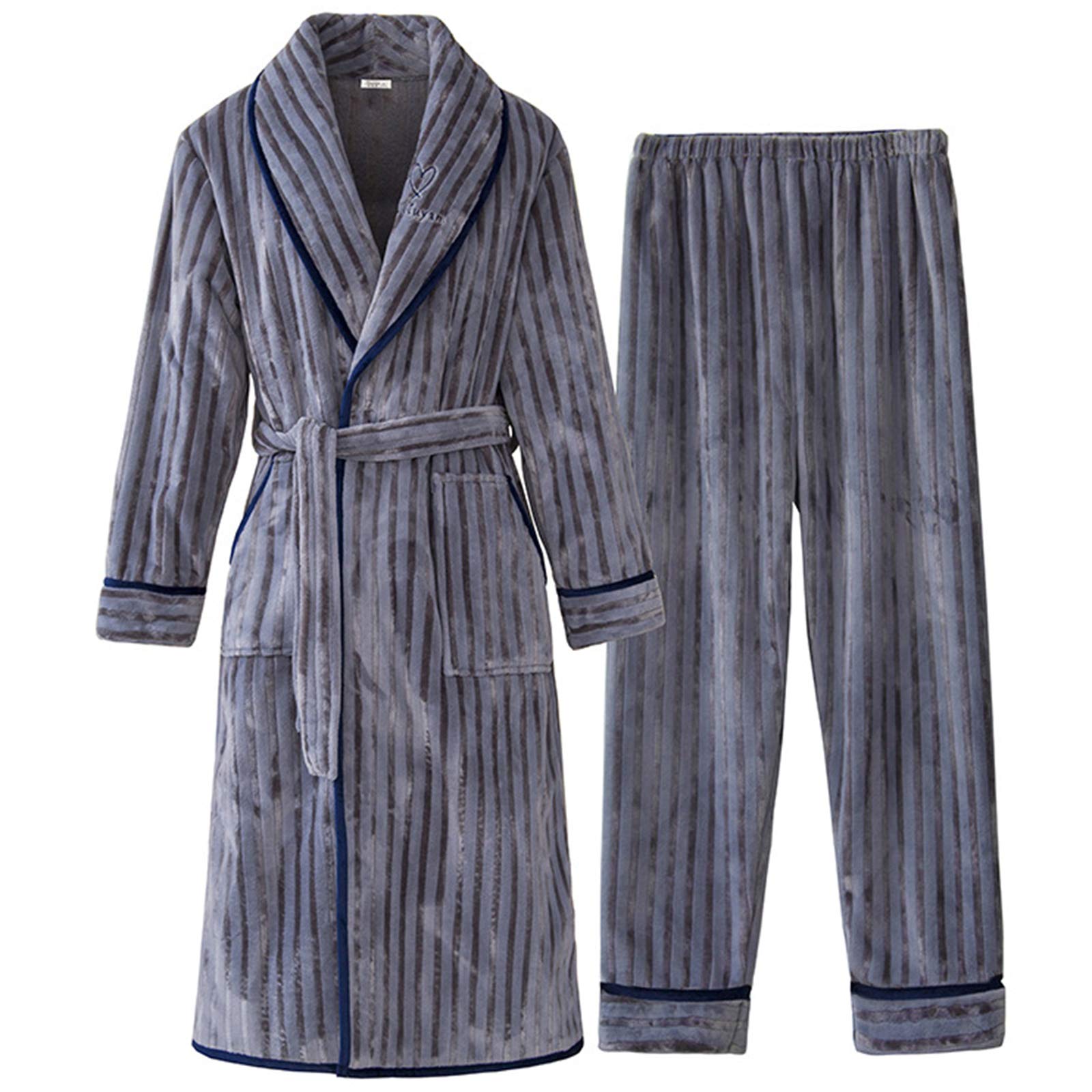 Peignoir pyjama thermique homme idéal pour les soirées d'hiver en flanelle