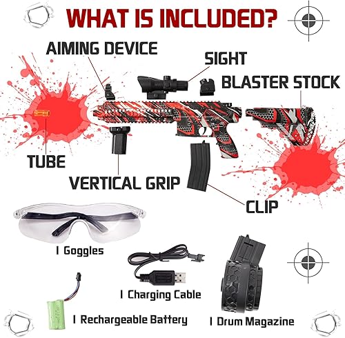 Miniatura 4 de Lanzador automático de bolas a base de agua con más de 50,000 mini bolas, modos semi y automáticos y gafas para juegos de equipo al aire libre,