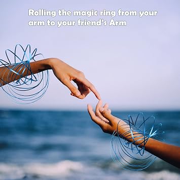 6 Pack Blue Spinner Ring Arm Magic Spring Arm Sculpture Ring Colored Magic Kinetic Spring Interactive Stress Relief Festival Accessories