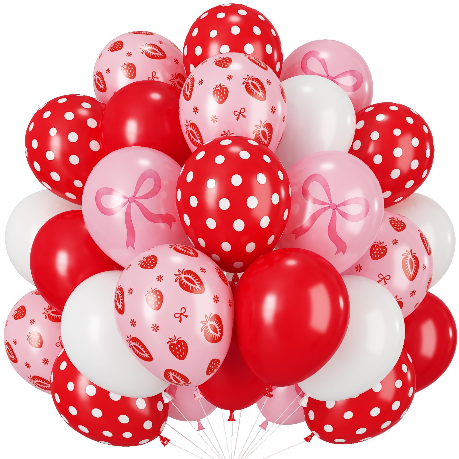 Strawberry Balloons, 12 Inch Red Pink Strawberry Printed Balloon for Sweet One Berry First Birthday Baby Shower Fruit Themed Party Decorations