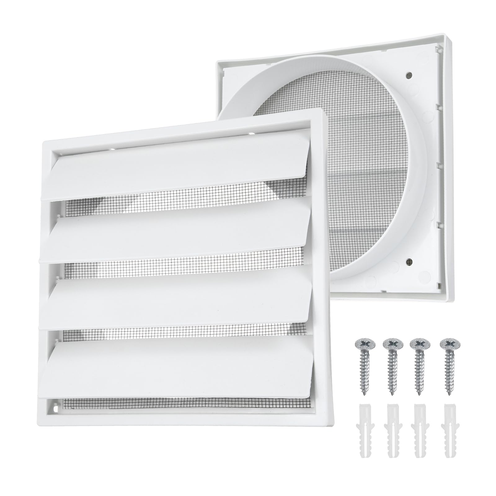 Grille d'aération murale en plastique 17,5 cm avec volet d'aération à persiennes