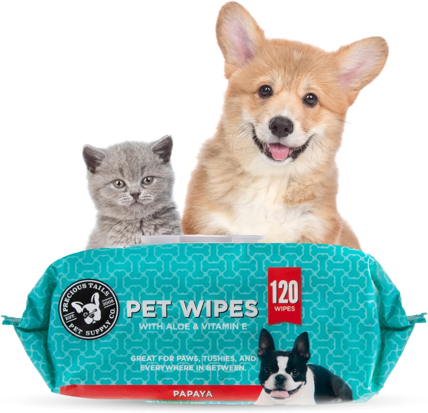 Precious Tails Dog Wipes Cleaning Deodorizing Paw Wipes