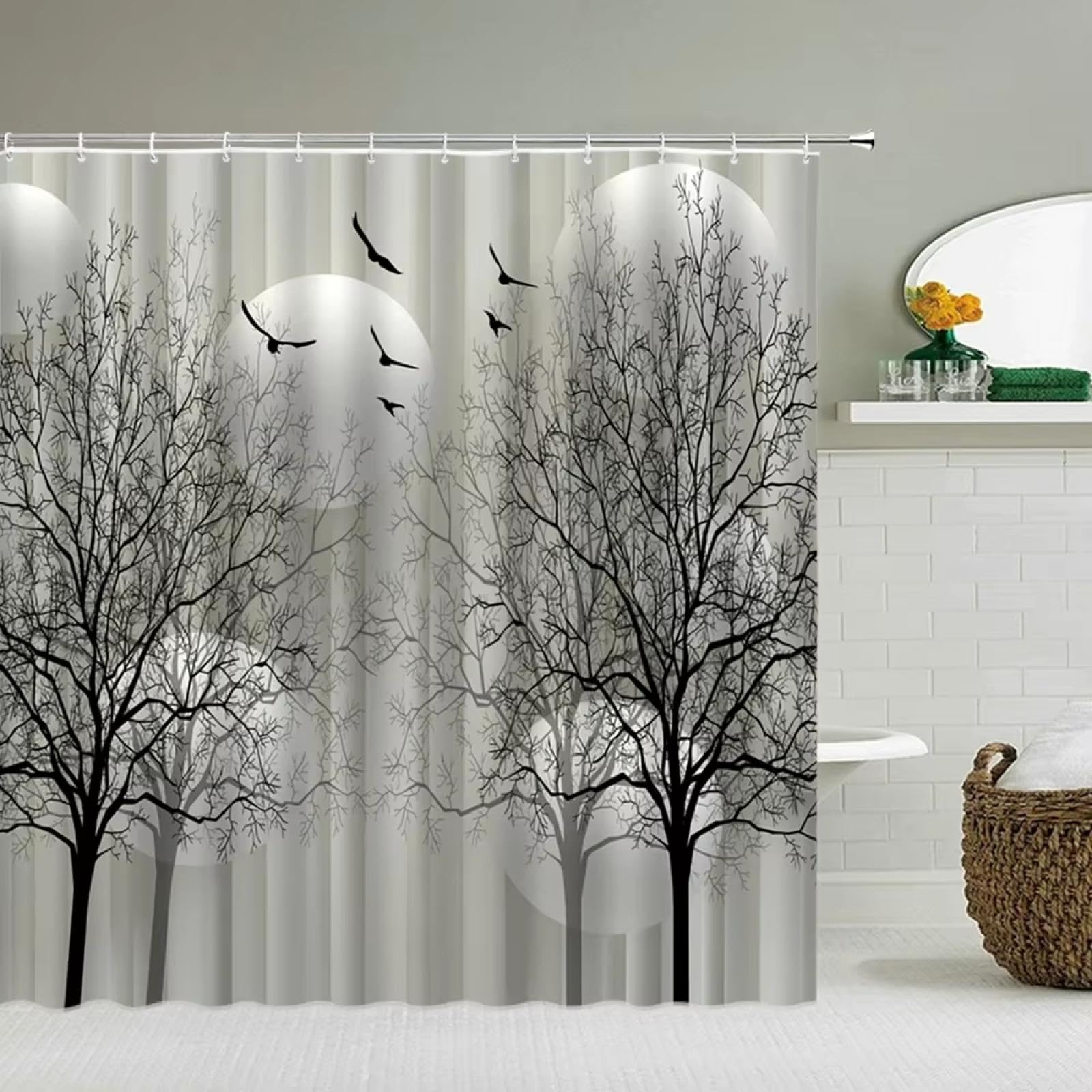 Rideau de douche 3D arbre coloré pour créer une ambiance nature et dynamique chez soi