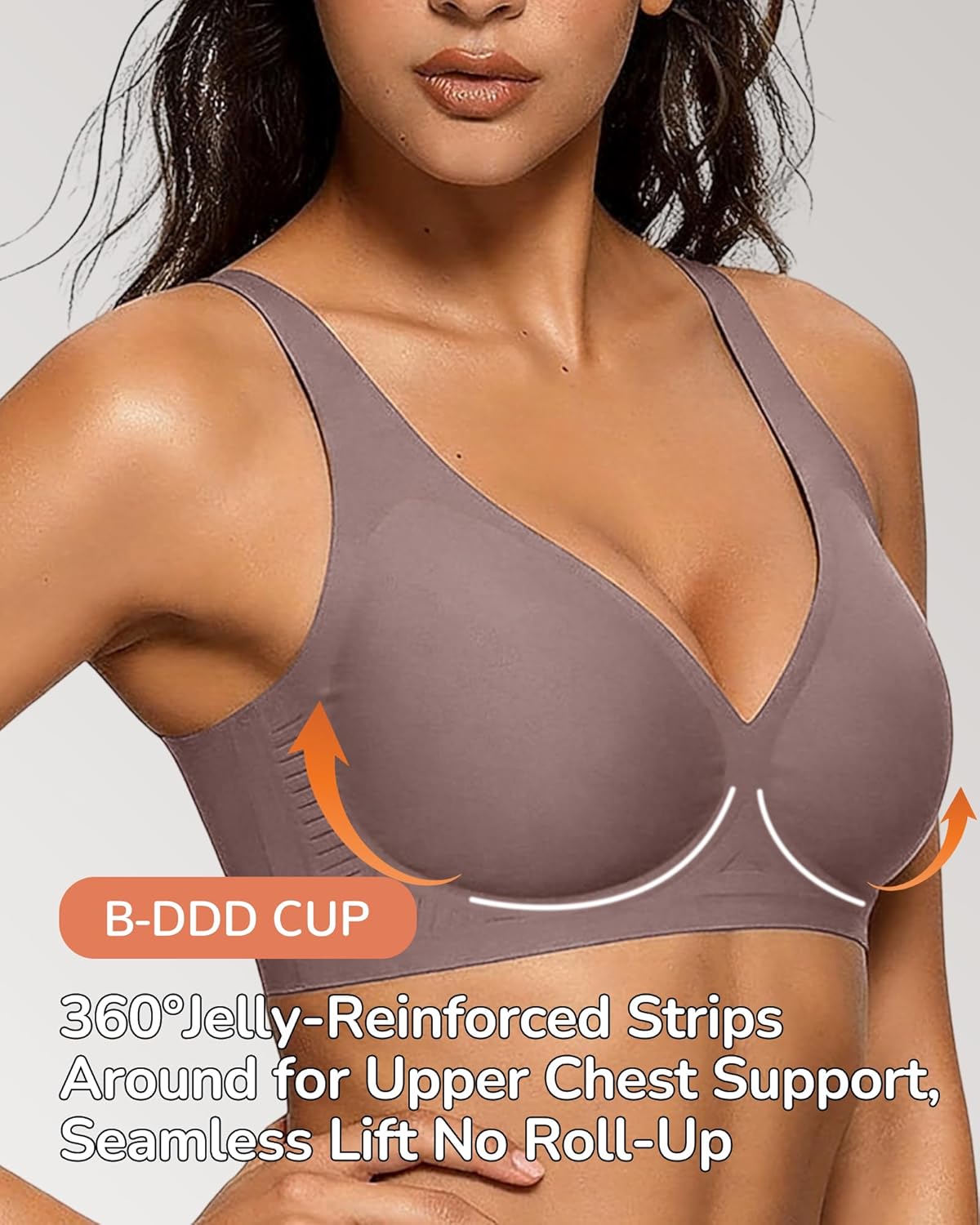 Women's Wireless Jelly Bra, Lift Supportive Full Coverage Plus Size Comfort Deep V Everyday Bra - Image 2