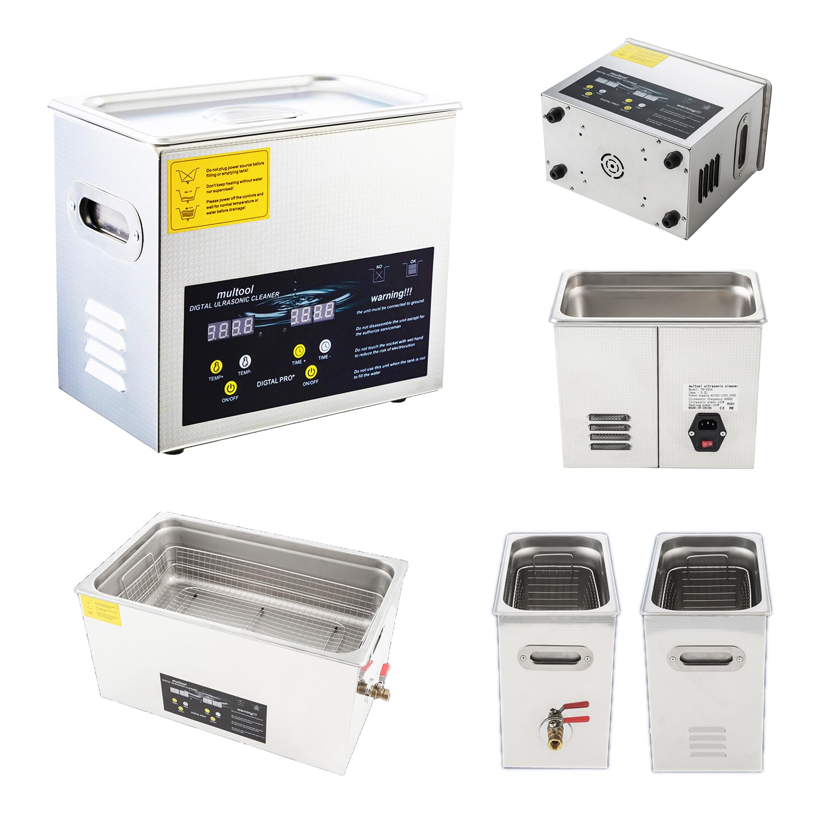 Limpiador Ultrasónico de 6.5L, Máquina de Limpieza Digital de Acero Inoxidable con Calefacción de 150W, con Calentador y Temporizador, para Gafas, Anillos, Discos de Vinilo y Piezas Pequeñas