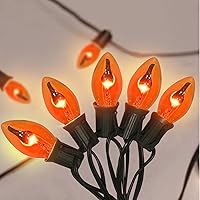 Vista 25 de GOOTHY Luces de Navidad de 25 pies para exteriores, luces de Navidad vintage C7 con 27 bombillas de cerámica rojas, blancas y verdes, luces