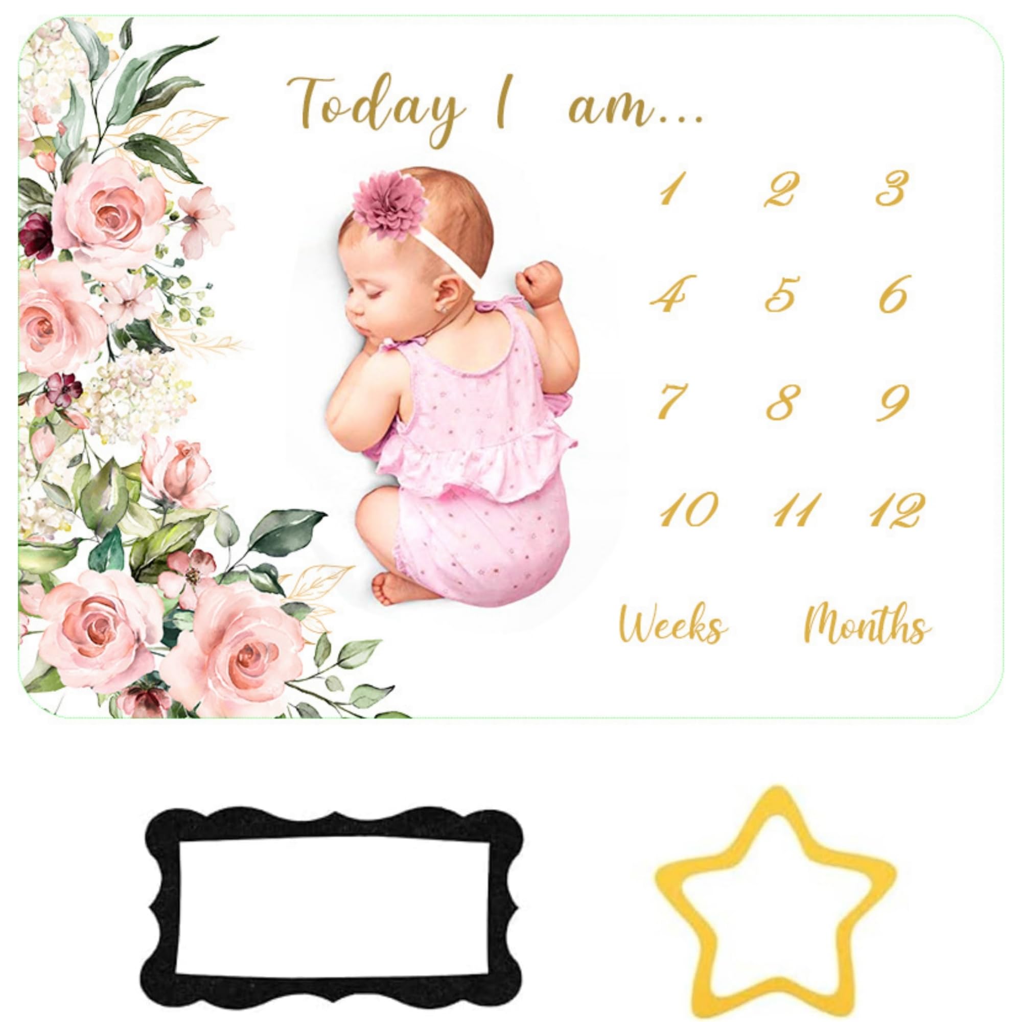 Tokaneit Swaddle Blanket, Baby Monatsdecke, Kind Meilenstein Decke Fotodecke, Monatsdecke Baby Junge & Mädchen, Personalisiertes Neugeborenen-Geschenk für Mütter, Weich Dick (100×150cm)