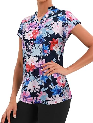 Vista 5 de MISS FORTUNE Women's Golf Shirts Workout Tops Polo Short Sleeve V Neck Moisture Wicking Tennis Athletic Clothes