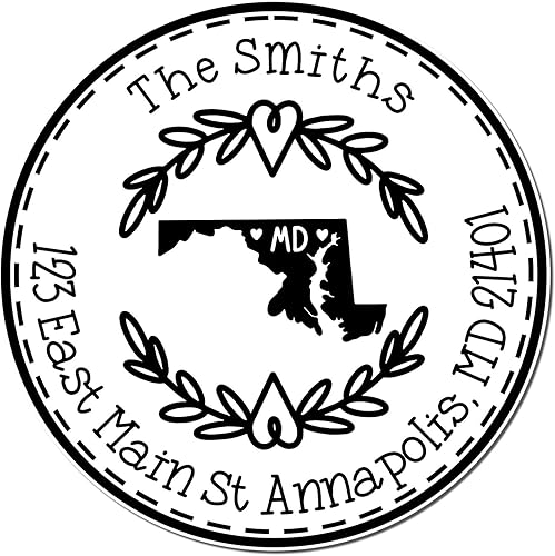 Miniatura 104 de Round State Love - Sello de dirección de devolución para Texas, uso con almohadilla de sello, mango de madera, sello de dirección de Texas