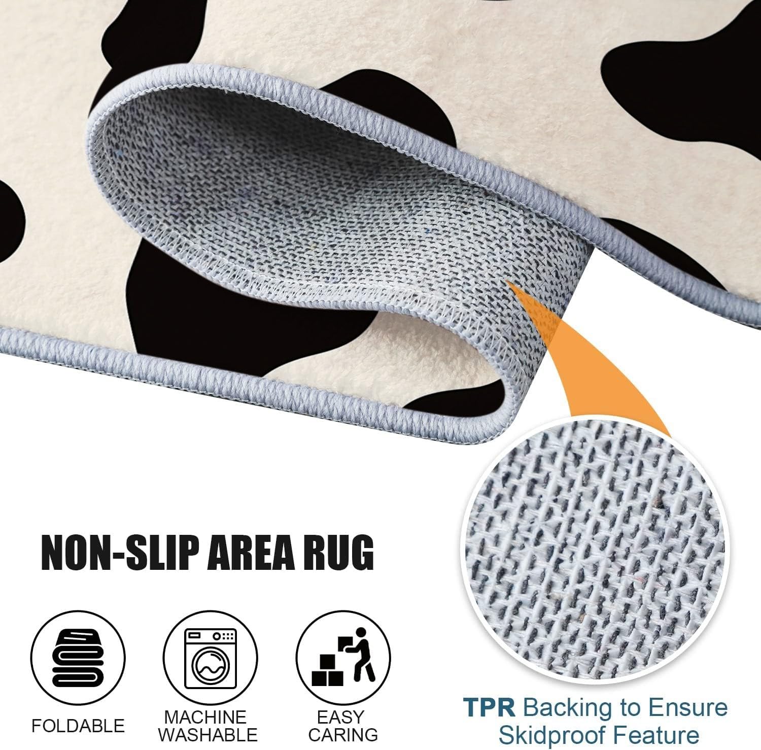 Tappeto Moderno Lavabile In Lavatrice – Pelo Corto Morbido E Antiscivolo, Ideale Per Soggiorno, Camera Da Letto, Sala Da Pranzo E Facile Da Pulire 100 X 150 Cm Strisce Macchie E Motivi Di Mucca