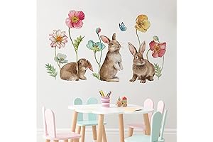 Mfault Easter Bunny Rabbit Wall Decals For Spring Decor