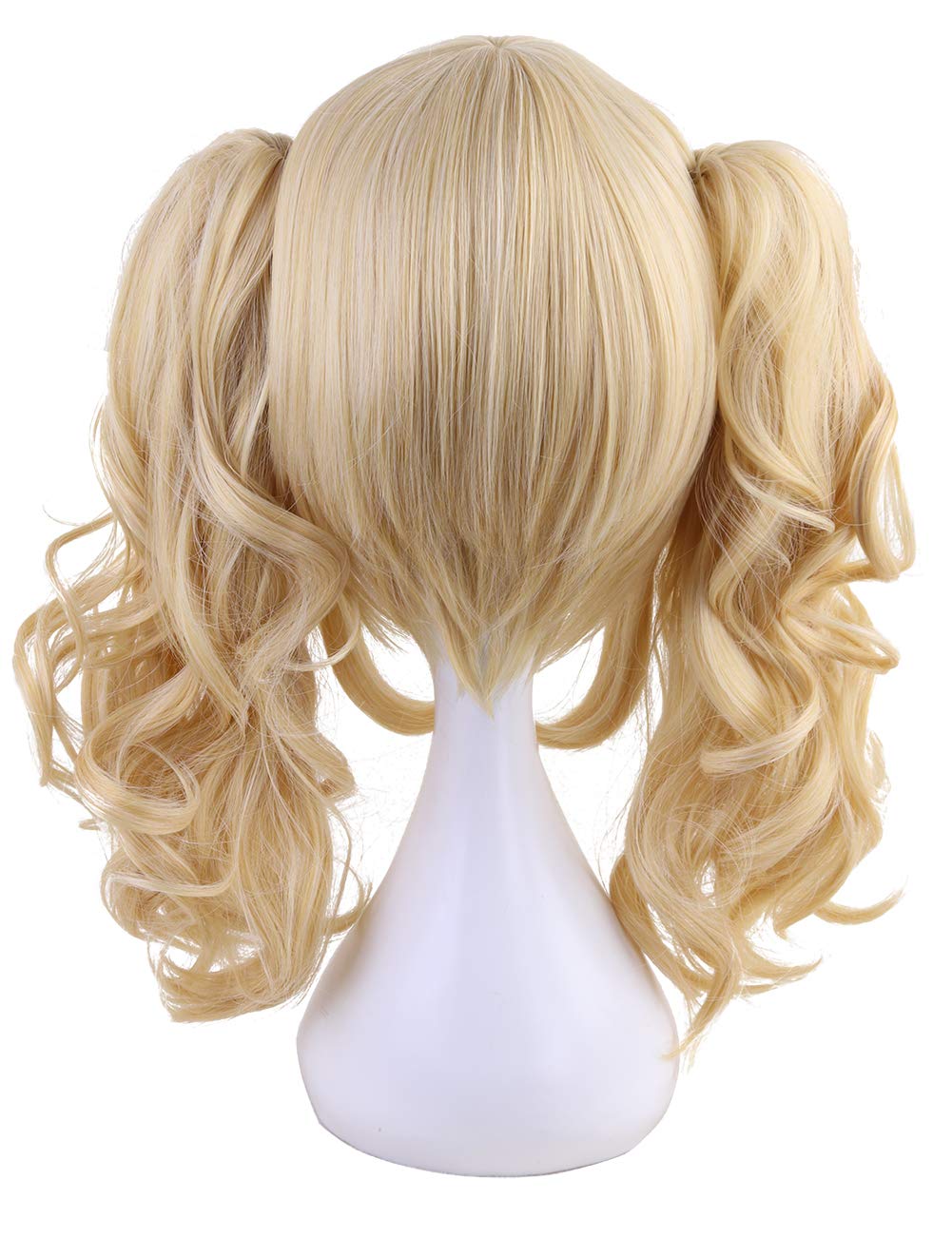 morvally Short Straight Blonde Bob Wig with Two Jaw Claws Ponytail Hair for Cosplay Costume Halloween Wigs - Image 5