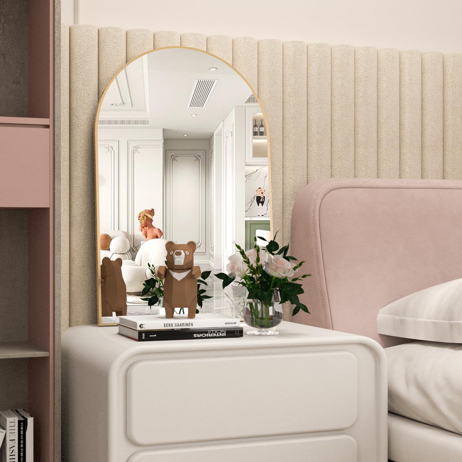 NEUWEABY Wall Mounted Mirror, Arched Wall Mirror for Bathroom, 24