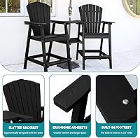 Vista 2 de PLUUV - Juego de sillas Adirondack altas de 2 piezas con respaldo alto, taburetes de bar con bandeja desmontable, taburetes de bar Adirondack