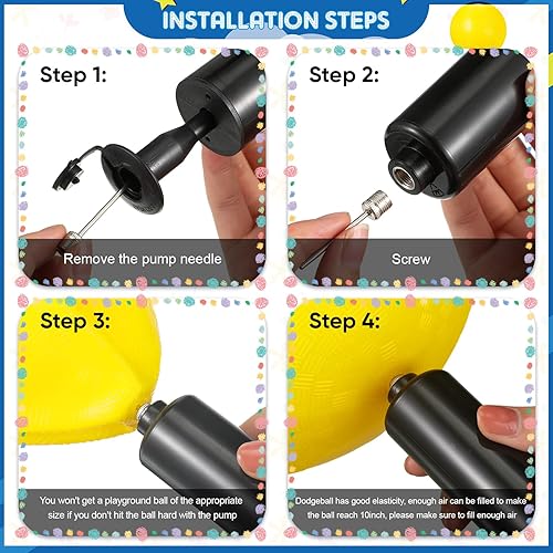 Miniatura 4 de Hanaive 6 pelotas inflables de goma de 10 pulgadas con bomba y bolsa de almacenamiento, bolas de dodgeball hinchables para niños y adultos, deportes