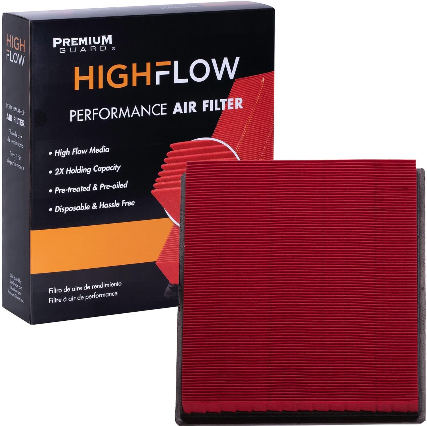 HIGHFLOW High Performance, Pre-Oiled Disposable Engine Air Filter PA4727X | Fits 2005-2020 Nissan Frontier, 2004-2015 TITAN, 2005-2012 Pathfinder, 2005-2015 Xterra, Armada