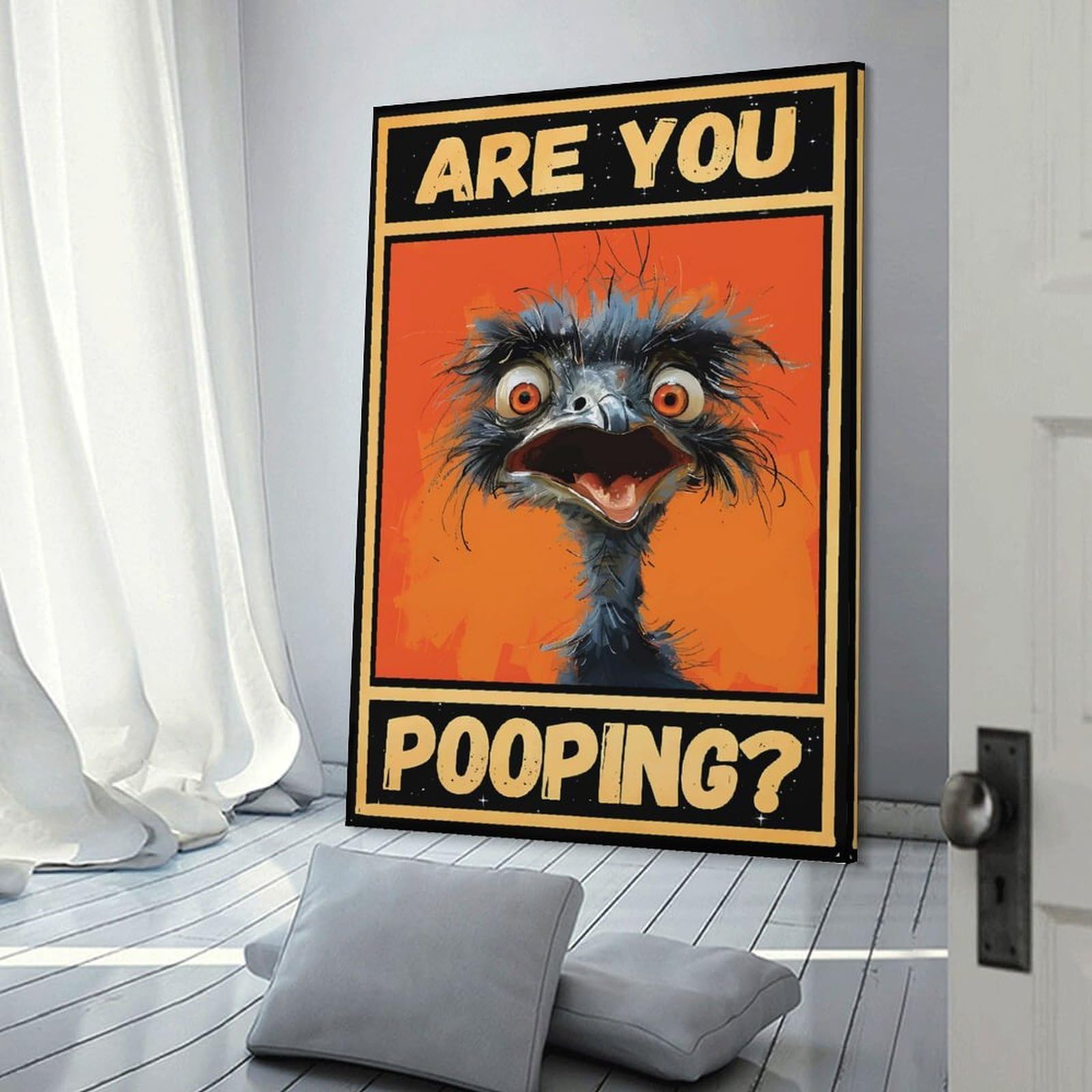 Junmoney Frame-Style-2 Wall Picture Print Are You Pooping, 24X36inch(60X90cm), For Entrance Walls, Hall Decor Or Foyers, Home Artwork For First Impressions