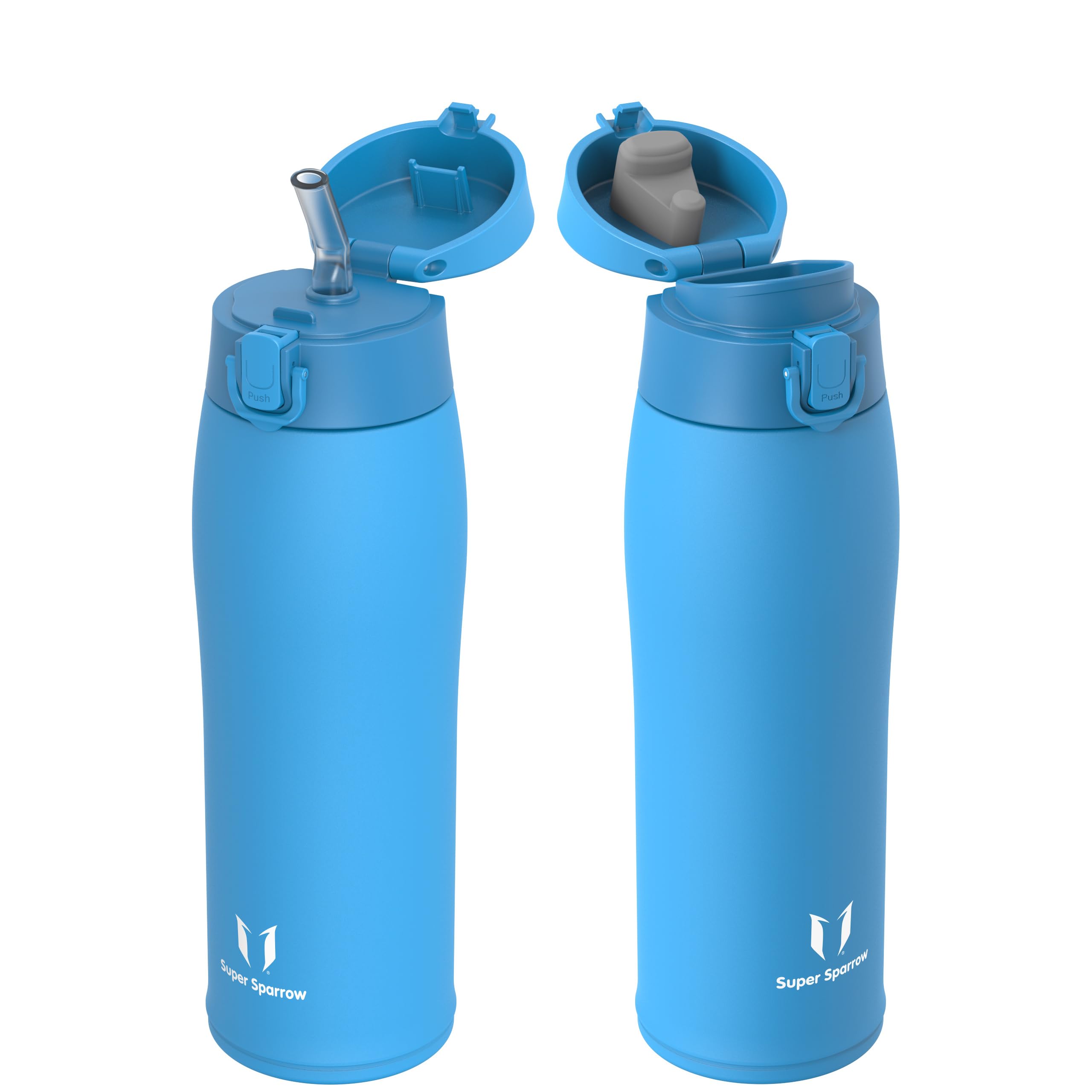 Super Sparrow Borraccia Termica, Acciaio Inox Bottiglia Termica - 350ml, 500ml, 750ml, 950ml - Senza BPA Termos, Borracce Termiche Bambini - Include 2 Coperchi con Cannuccia e Coperchio Sportivo