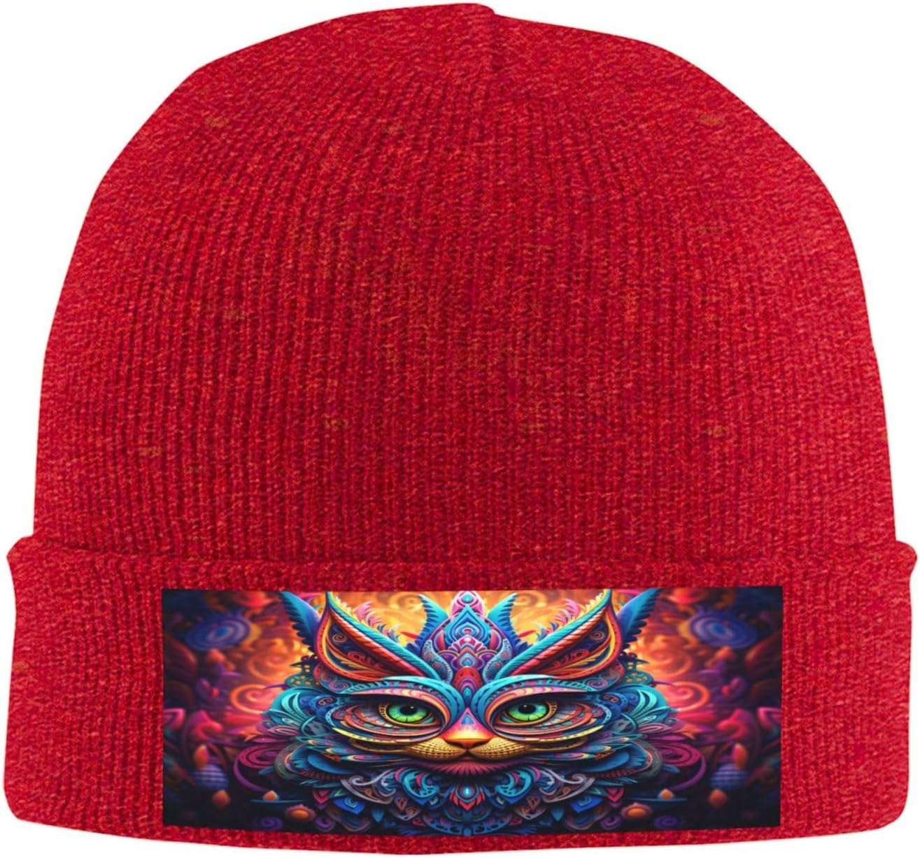 Mysterious and Colorful Cat Unisex Beanie for Men and Women Knit Hat Winter Beanies, Bulk Knit Hat for Cold Weather