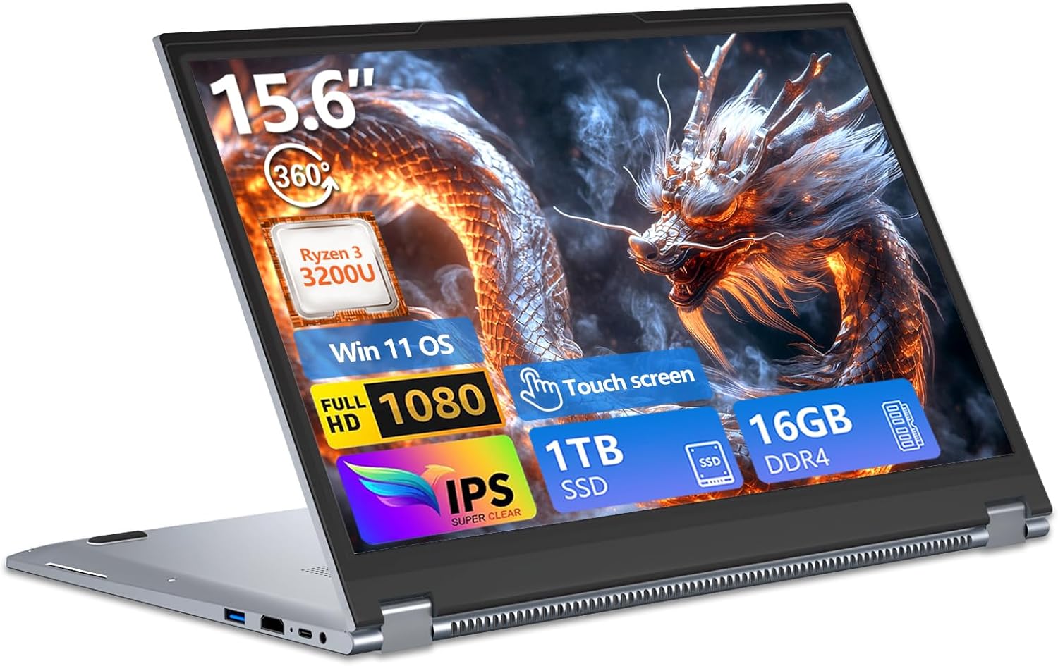 Ordenador Portátil 2 en 1 15,6 pulgadas táctil