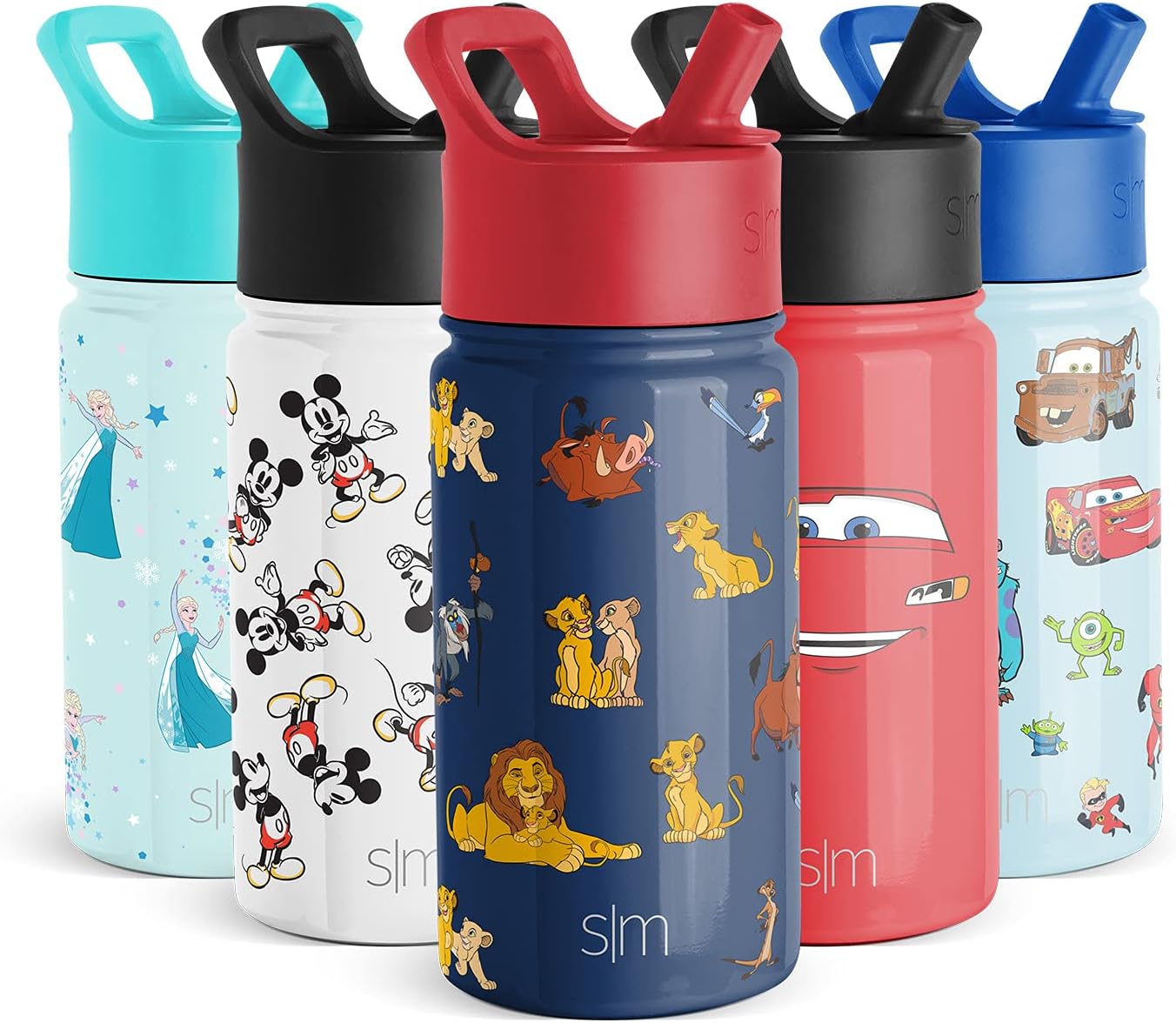 Simple Modern Disney Lion King Kids Water Bottle with Straw Lid | Reusable Insulated Stainless Steel Cup for School | Summit Collection | 14oz, Lion King Friends
