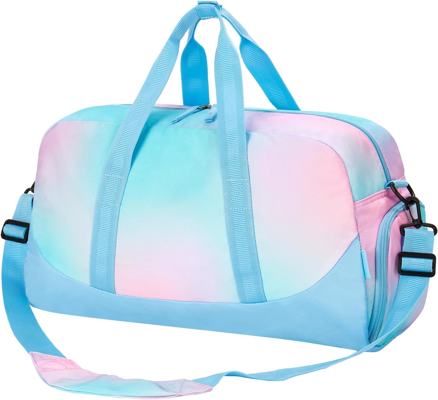 Choco Mocha Duffle Bag Kids Girls - Blue Overnight Bags for Kid with Shoes Compartment, Cute Weekender Bag for Sleepover Travel, Fated