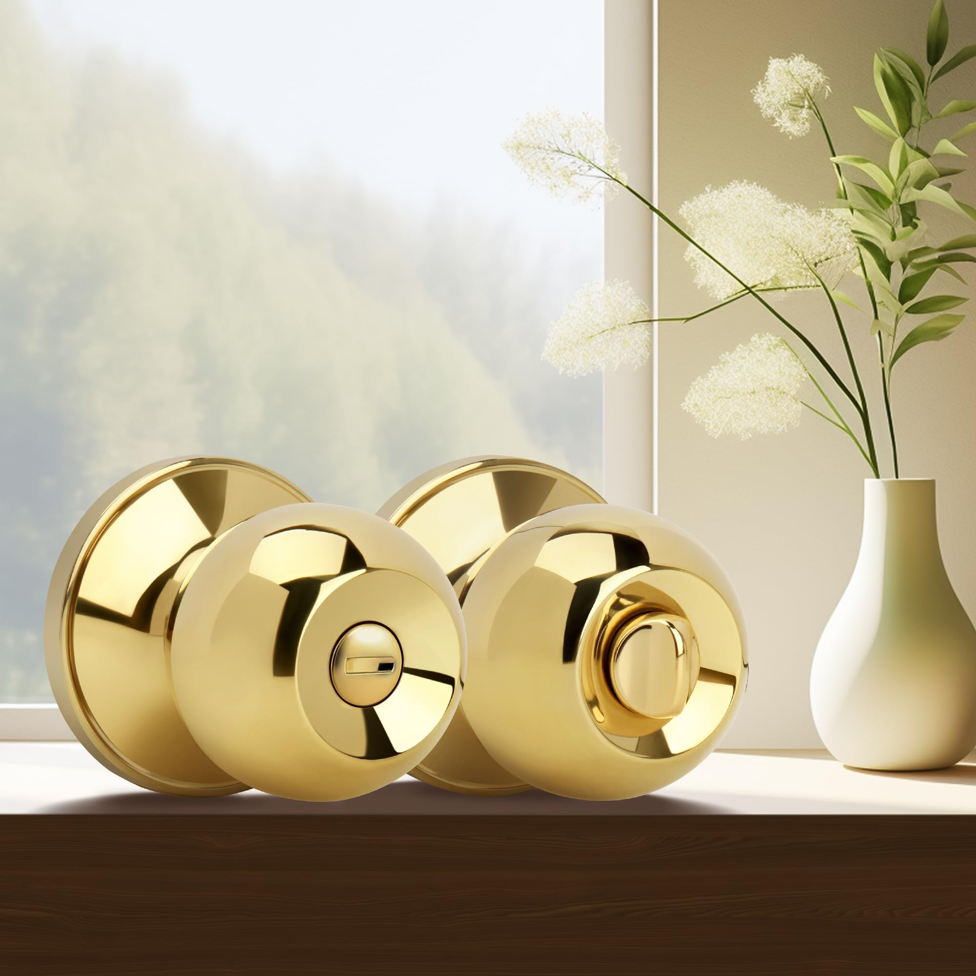 Moquin Gold Privacy Door Knob - Keyless Security -5