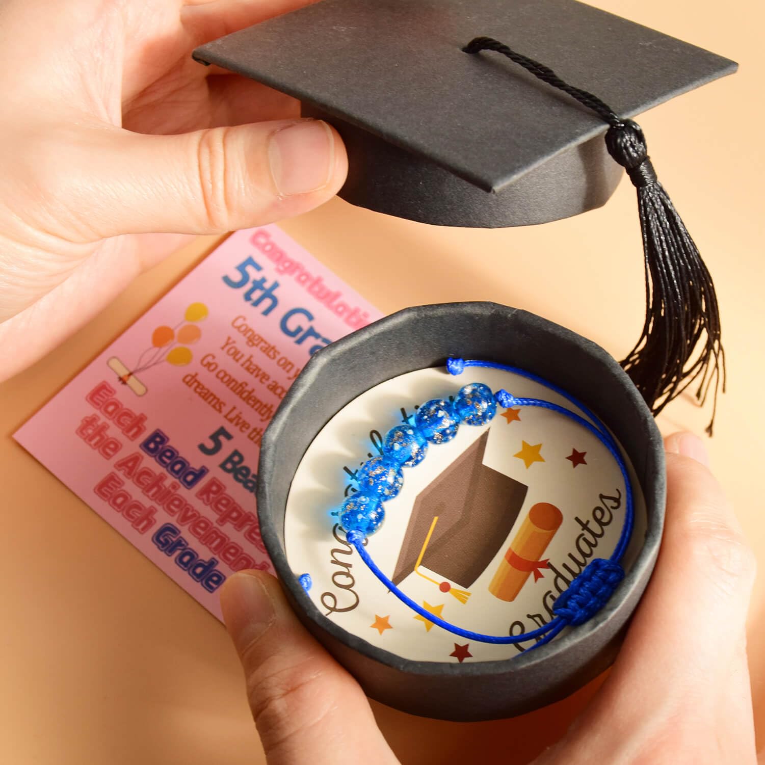 5th 6th 8th Grade Graduation Bracelets Gifts for Her Him Grad Card Congratulations Gift Graduates Cap Box Graduating Daughter Son Granddaughter Grandson Nephew Niece Bracelet Jewelry Ideas Unique