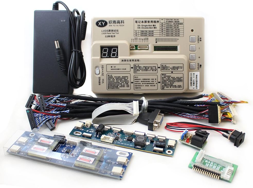 Panel Test Tool LCD/LED Screen Tester Built-in 53 Kinds Program w/English Instruction VGA Inverter LVDS Cable 12V 4a Adapeter