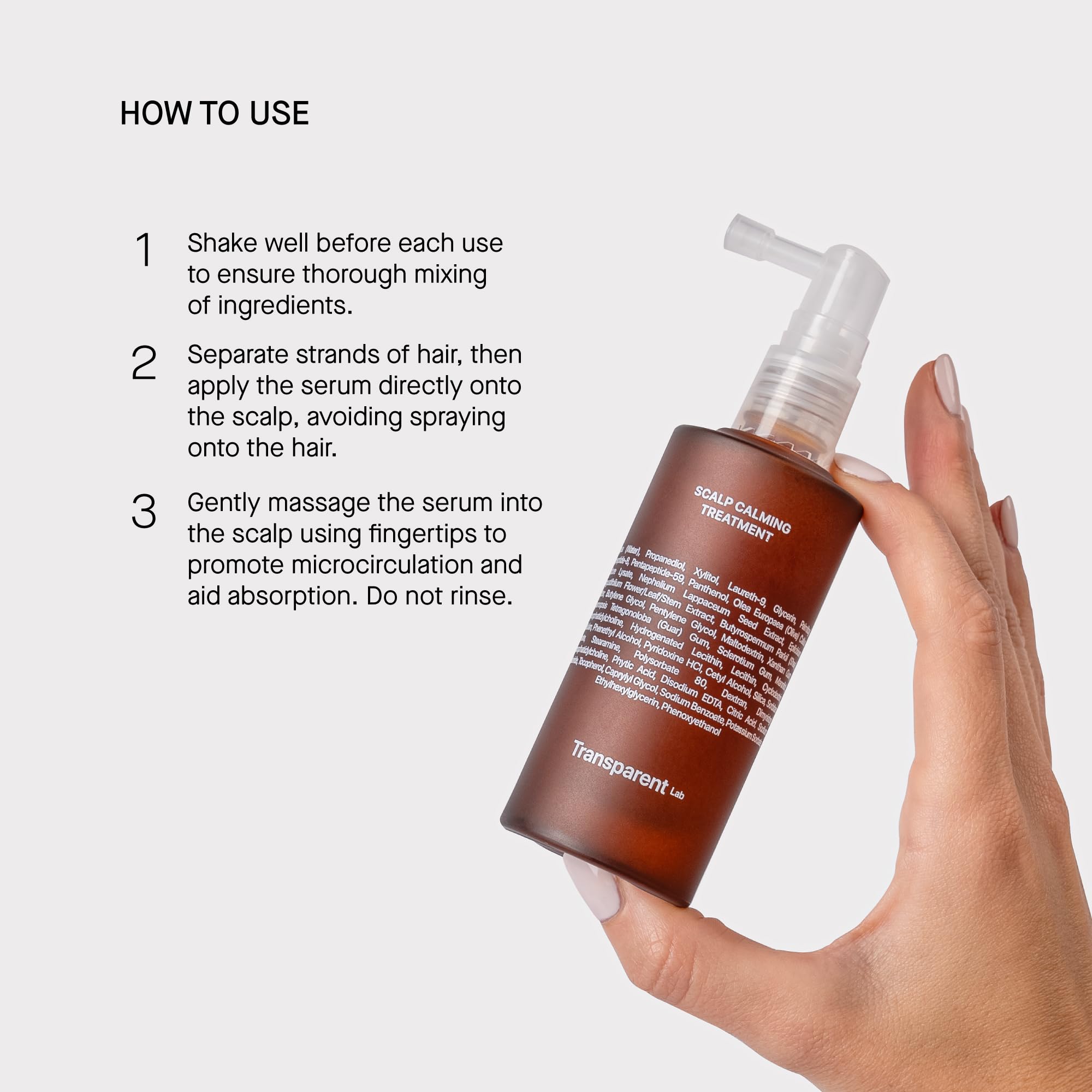 Transparent Lab Scalp Calming Treatment – Sérum pour le cuir chevelu 50 ml – Apaise les irritations et la sensibilité, renforce la barrière cutanée, équilibre le microbiote et hydrate en profondeur