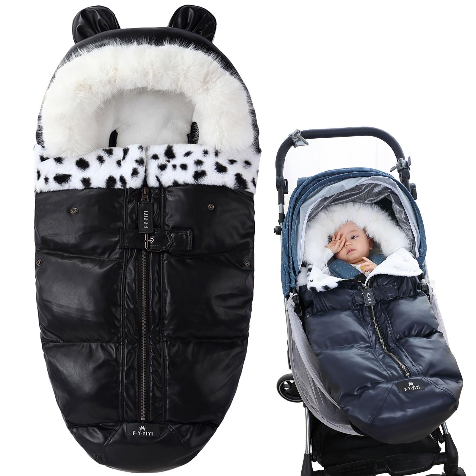 Saco universal para cochecito de bebé, impermeable, acogedor, cálido para invierno, saco de dormir, saco de dormir para interiores y exteriores, para cochecito de bebé (negro)