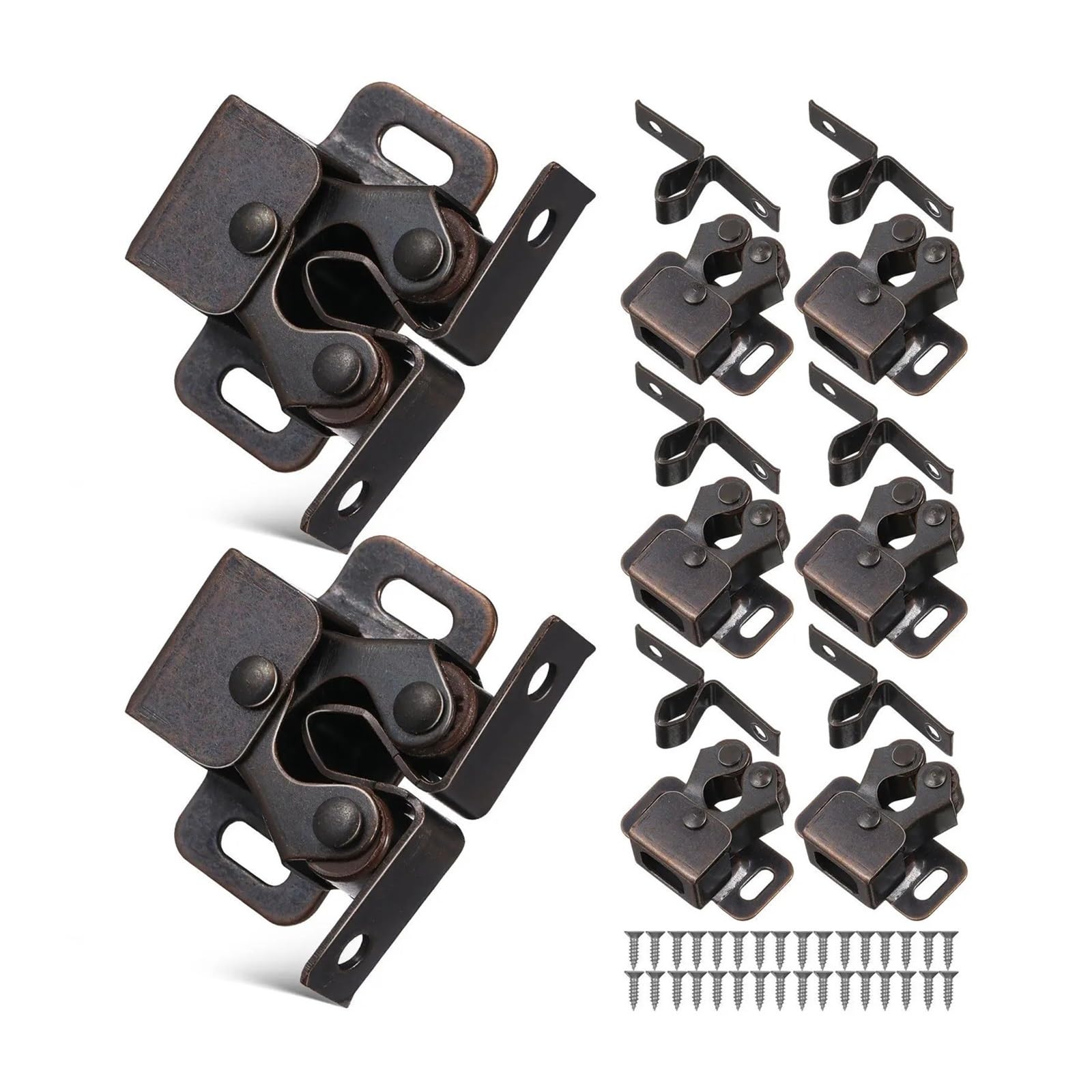 10Sets Double Roller Catch Latch Cabinet Door Spring Lock Hardware for Drawer Closet Rv Jewelry Box Storage Mirror Mailbox for Furniture
