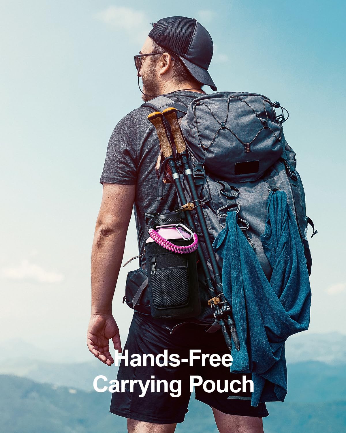 Half Gallon Water Bottle,64oz Insulated Water Bottle Stainless Steel Vacuum,Cold for 48 Hrs,BPA-Free & Leakproof -with Paracord Handle,Strap,Straw Spout Lids,Big Flask Jug for Gym Sports,Pink - Image 6