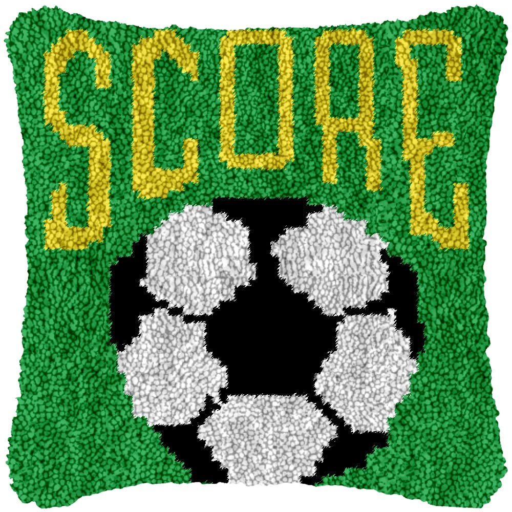 Kit Crochet Loquet Débutant - Motif Ballon De Football - Housse Coussin 43x43cm - Loisirs Créatifs