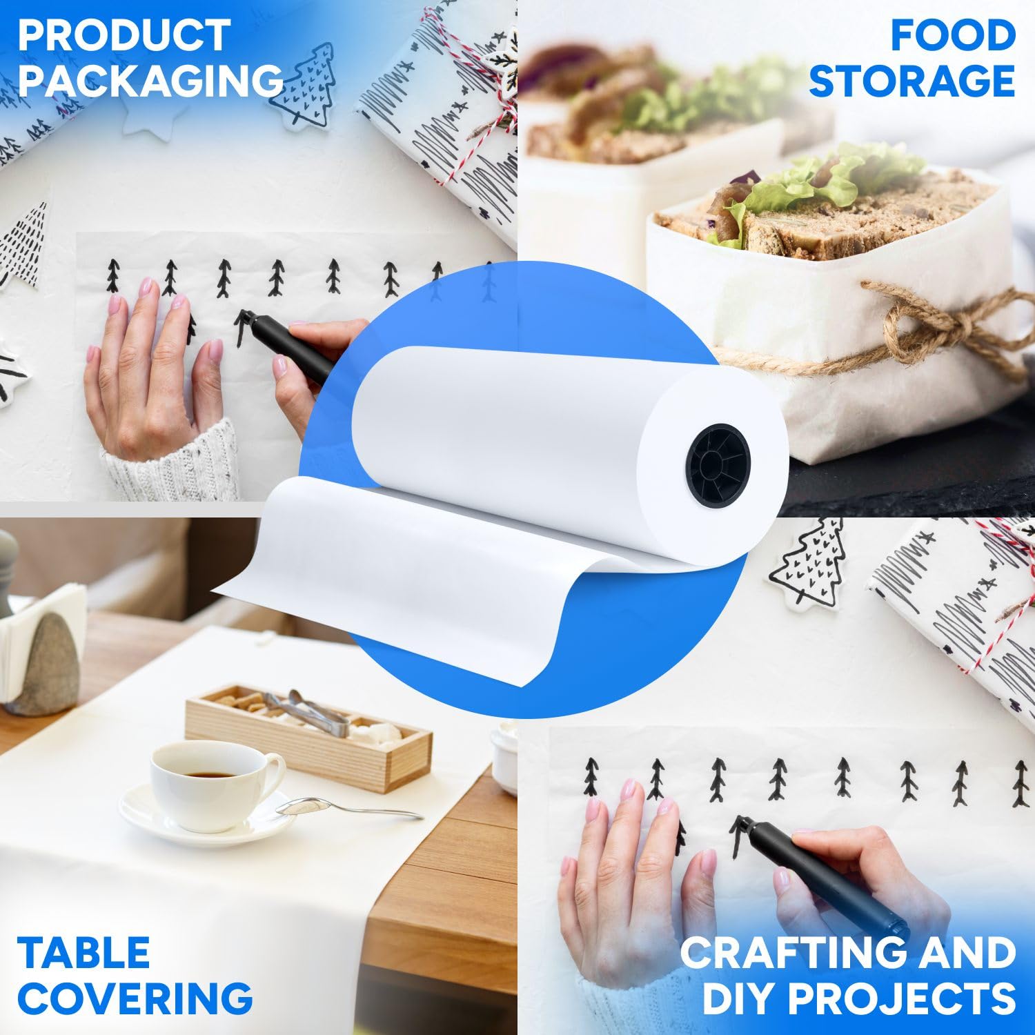 24" x 13200" (1100') Made in USA White Freezer Paper Roll – Moisture-Resistant Wrap, Prevents Freezer Burn, Keeps Meat Fresh for up to 1 year – Plastic Coated Paper for Meat, Fish, and Poultry