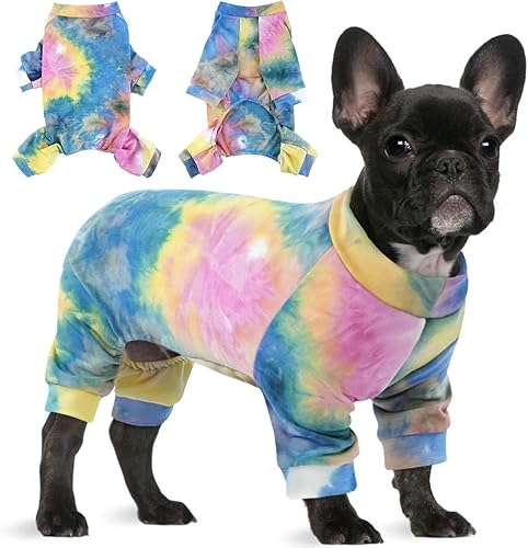 Miniatura 1 de Kuoser Ropa de perro teñido anudado, pijama suave para cachorros, sudadera para mascotas, mono ligero para gatos, ropa acogedora de cuatro patas,