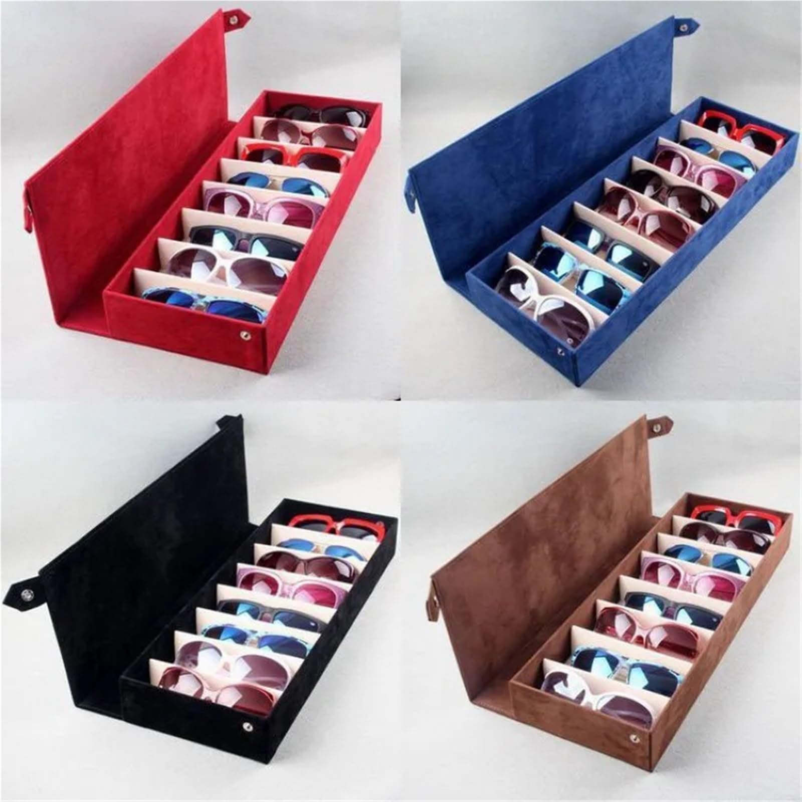 Custodia for occhiali da 2 pezzi Griglie a 8 slot Occhiali sole vista Griglia di visualizzazione Supporto for scatola for Organizzatore Per Occhiali
