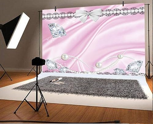 Miniatura 10 de Leyiyi Fondo de fotografía de joyería de lujo de 12 x 8 pies, adorno de collar de perlas de diamantes brillantes, cinta, moda, telón de fondo para