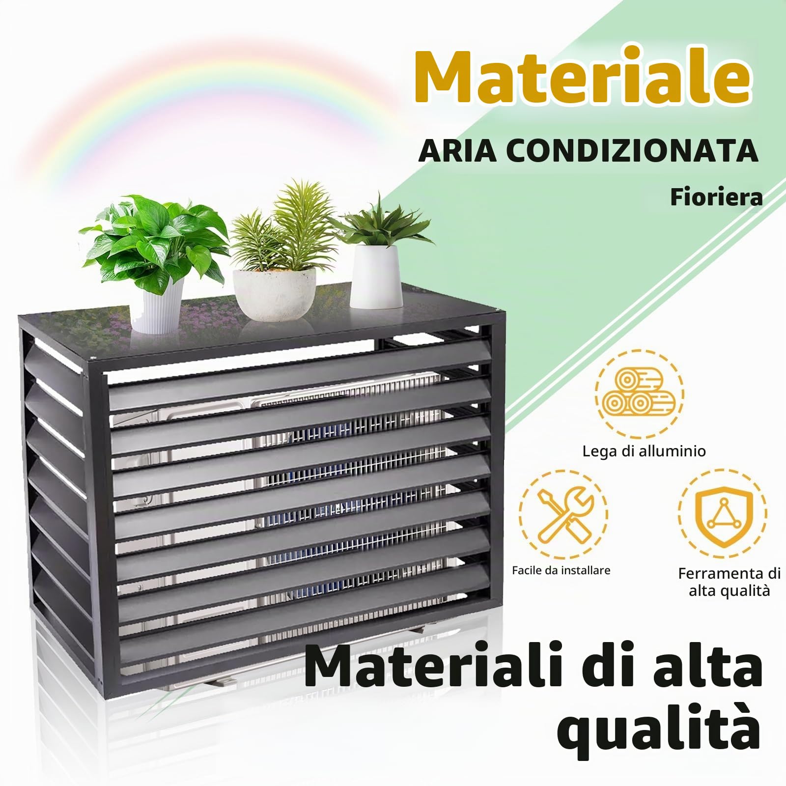 Copricondizionatore Per Esterno Alluminio Copri Condizionatore Da Esterno Balcone Porta Piante Rack Copertura Climatizzatore Esterno Copri Motore Condizionatore Proteggere Dal Sole E Dalla Piog