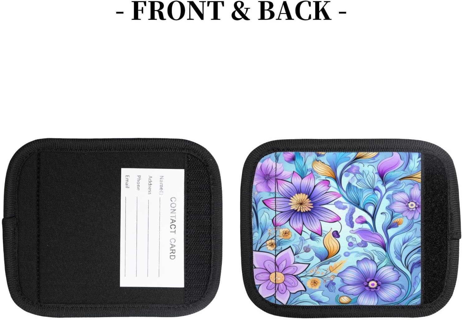 Luggage Handle Wraps Purple Floral Pattern Luggage Identifiers Soft Neoprene Luggage Handle Wraps For Suitcase Trolley Handle Grip Cover 2 Pack Luggage Tags