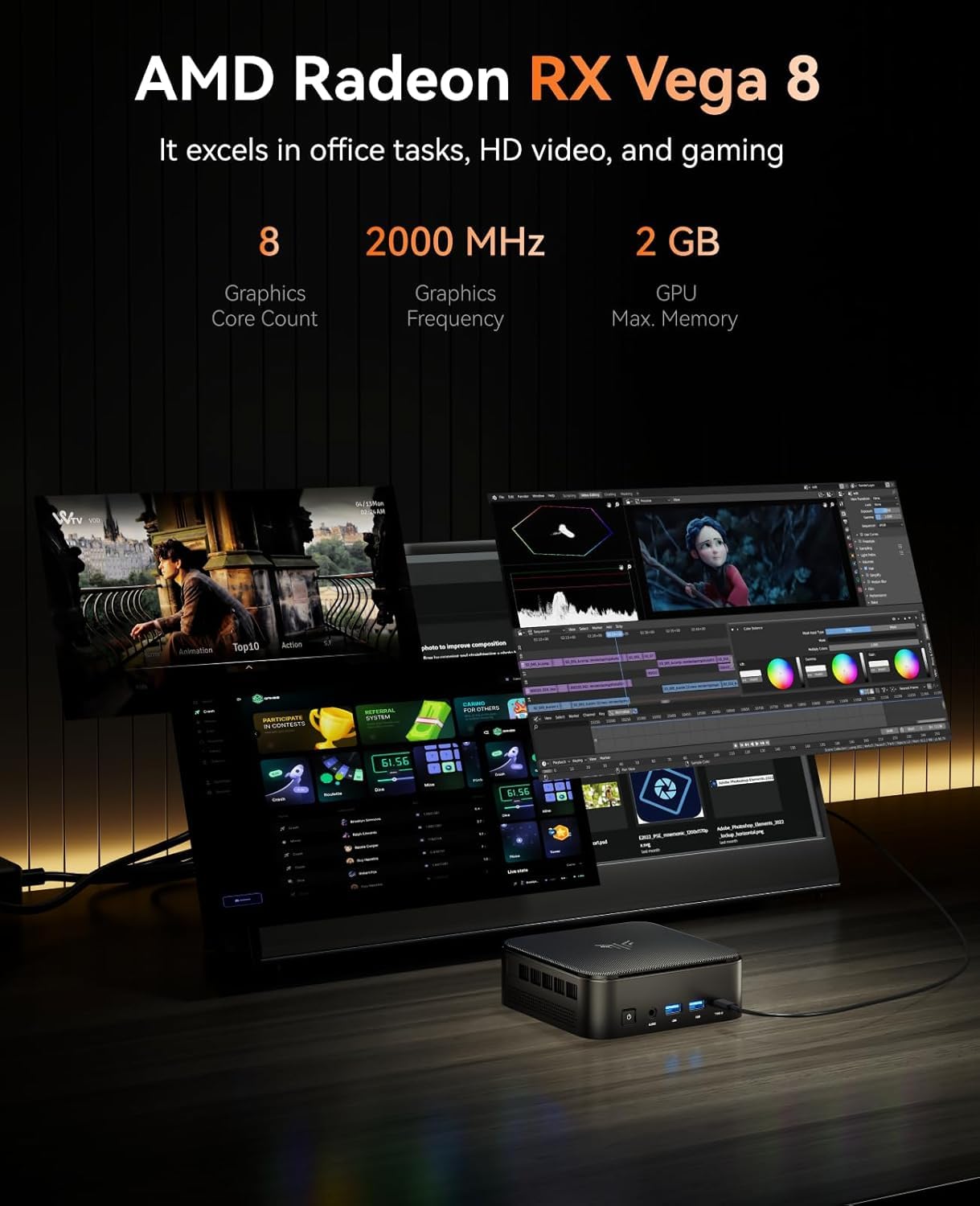 KAMRUI Mini PC, AMD Ryzen 7 5825U 32GB RAM 512GB SSD Mini