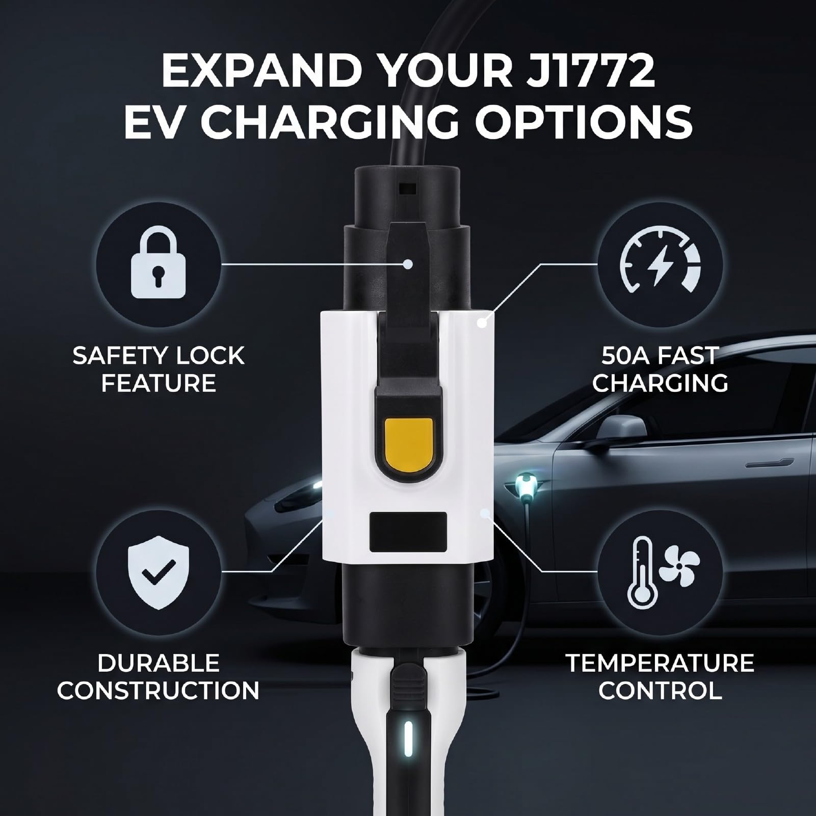 lyrlody NACS na J1772 Adapter do ładowania EV, Szybkie ładowanie 50A