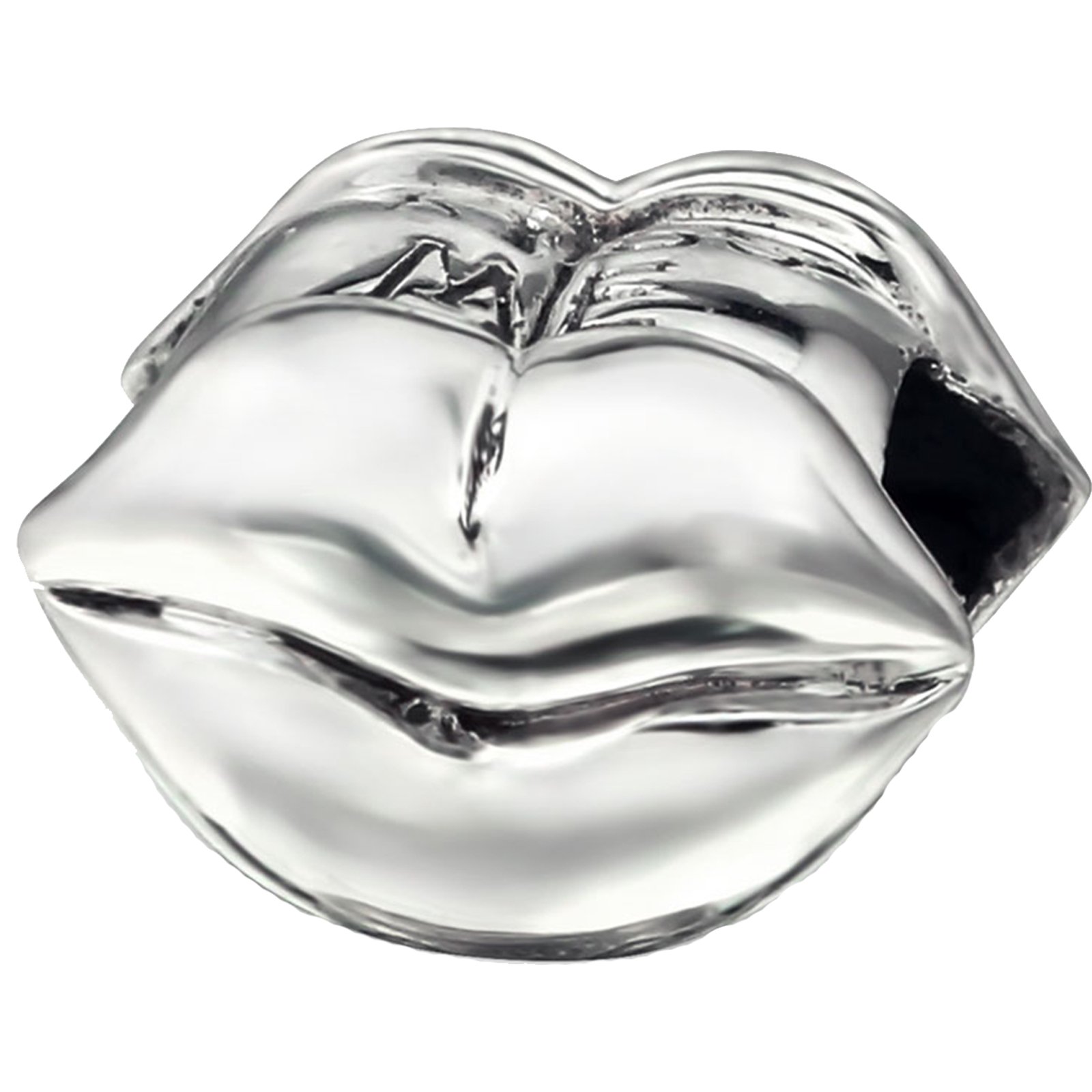 Silvadore KISS ME Lips Sealed Hearts Sterling Silver Charm Bead